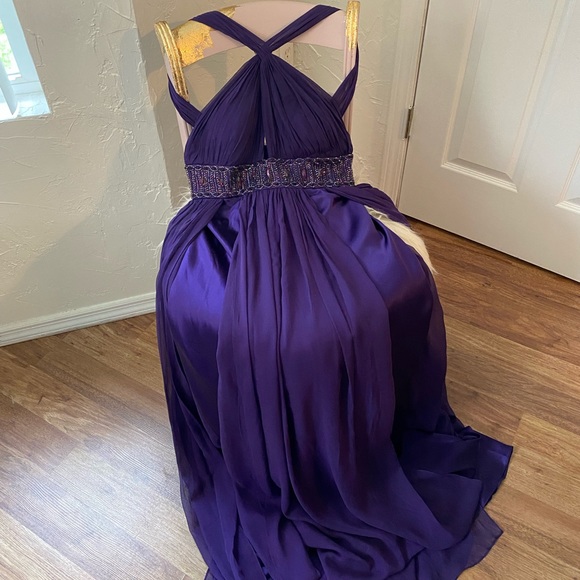Marc Bouwer purple silk beaded gown - Picture 2 of 8
